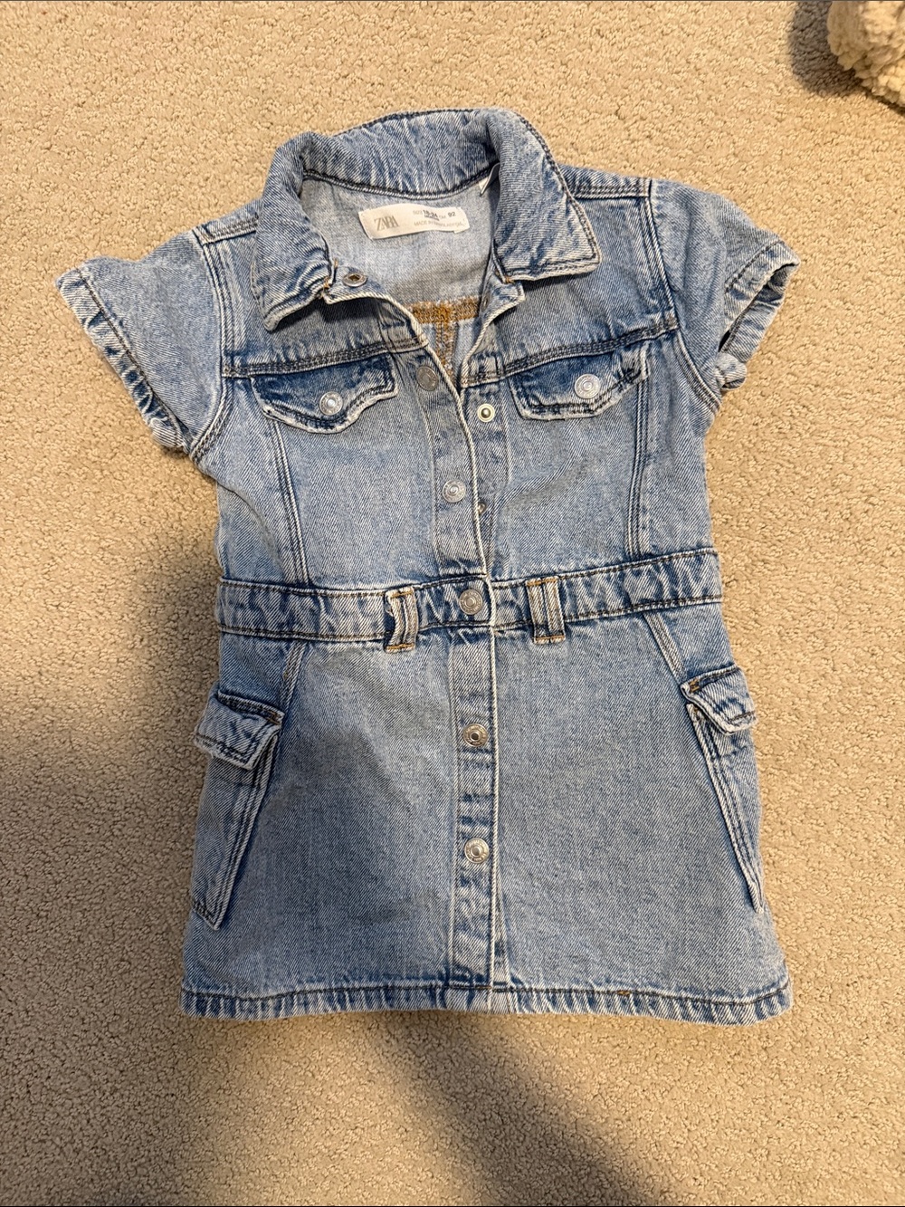 Zara Light Blue Short-Sleeve Denim Jacket Dress